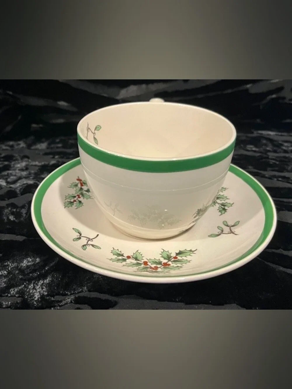 Vintage Pre-1994 Spode Christmas Tree Cup & Saucer Set English Made EUC